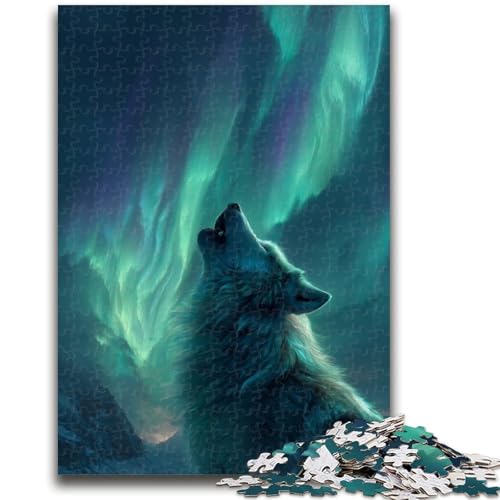 Wolf Under The Aurora Puzzle für Erwachsene, 1000 Teile, Denkspiel, Wanddekoration, einzigartige Geburtstags (38x26cm) von LYXIANY