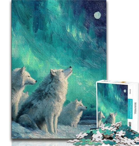 Wolf Under The Aurora Puzzle für Teenager, 1000 Teile, Lernspiel, Herausforderungsspielzeug, ganze Familie (75x50cm) von LYXIANY