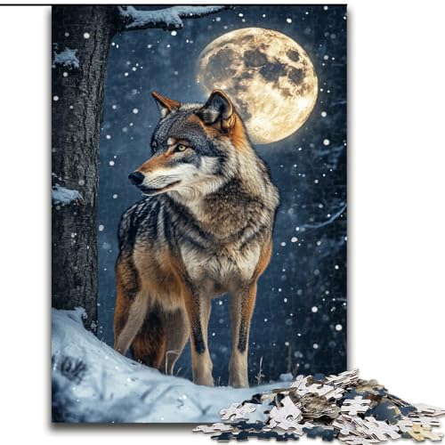 Wolf Under The Moon Puzzle für Teenager, 1000-teiliges Puzzle, Klassische Lernspiele, schöne Dekoration (50x75cm) von LYXIANY