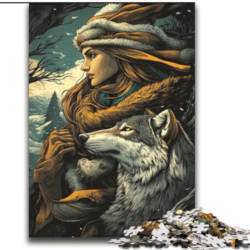 Wolf- und Frauen-Puzzles für Erwachsene und Teenager, anspruchsvolles Spiel und Lernspiel für die ganze Familie zum Geburtstag, Weihnachten (70x100cm) von LYXIANY