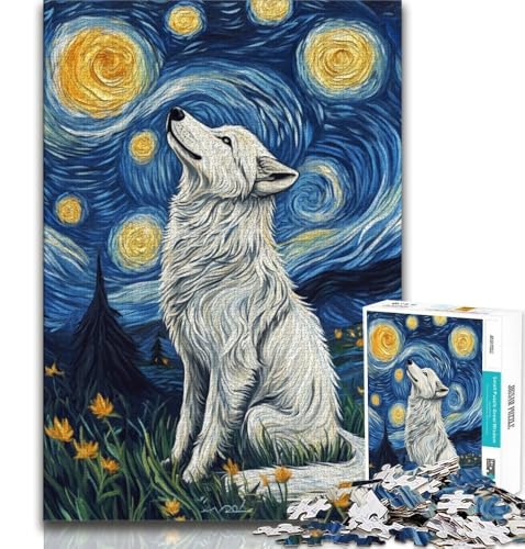 Wolf unter dem Nachthimmel, 1000-teiliges Puzzle für Erwachsene und Jugendliche, Lernspiele, Heimdekoration, Geschenk für die ganze Familie (75x50cm) von LYXIANY