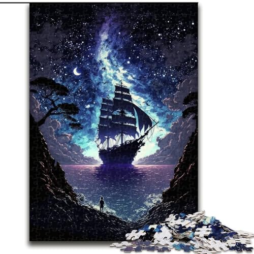 Wunderschönes 1000-teiliges Piratenschiff-Puzzle Anspruchsvolles Denkspiel – Entspannendes Spielzeug für Teenager Größe 50x75cm von LYXIANY