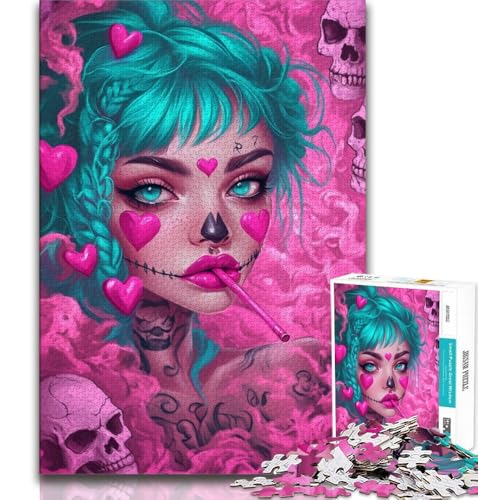 Wunderschönes Puzzle mit tätowiertem Mädchen für Teenager, dekomprimierendes intellektuelles Lernspielzeug, geeignet als Schreibtischdekoration (50x75cm) von LYXIANY