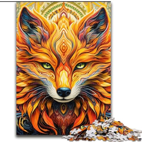 Yellow Fox Puzzle 1000 Teile für Erwachsene, Holzpuzzle für Erwachsene, anspruchsvolles Denkspiel für Teenager, Spaß für den Familienspieleabend, 50x75cm von LYXIANY