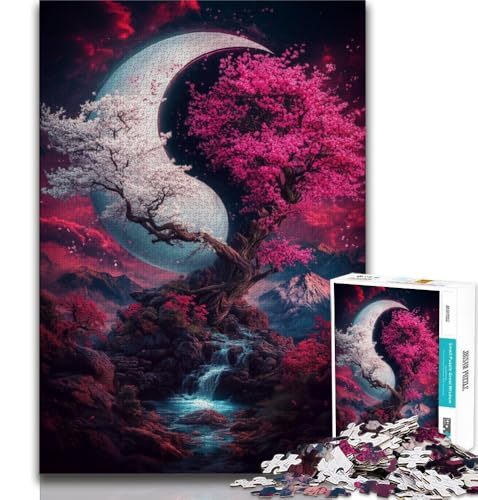 Yin-Yang-Kirschblütenbaum, 1000-teiliges Puzzle für Erwachsene und Jugendliche, Quizspiel, Wanddekoration, einzigartige Geburtstags, 38x26cm von LYXIANY