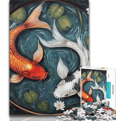 Yin Yang Koi Puzzle 1000 Teile für Teenager, Lernspiele, Heimdekoration, Geschenk für die ganze Familie (50x75cm) von LYXIANY