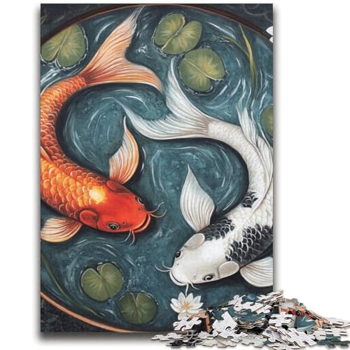 Yin Yang Koi Puzzle für Teenager, 1000-teiliges Puzzle, anspruchsvoll zu vervollständigen, Aber lustiges und humorvolles Lernspiel zum Geburtstag (38x52cm) von LYXIANY
