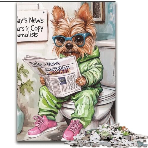 Yorkshire Terrier Go Toilet 1000-teiliges Puzzle Puzzles für Erwachsene Muttertag, Geburtstag, Weihnachten 26x38cm von LYXIANY