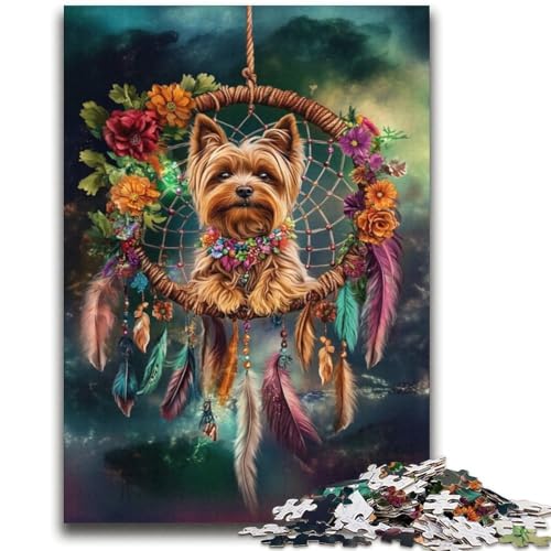 Yorkshire Terrier Traumfänger-Puzzle 1000 Teile für Teenager-Geschenke, Quizspiel, Wanddekoration, einzigartige Geburtstags (38x52cm) von LYXIANY