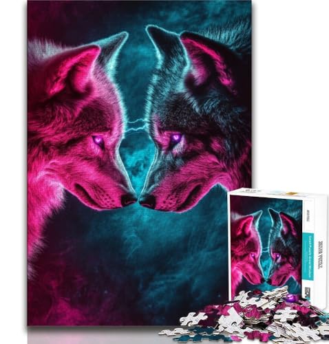 Zwei Wölfe Puzzle 1000 Teile für Teenager, Denkspiel, Wanddekoration, einzigartige Geburtstags (50x75cm) von LYXIANY