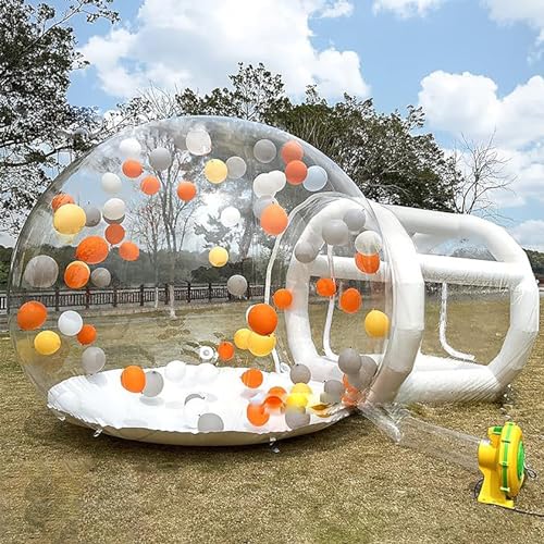 Hüpfburg Kinder 3m, Transparente Kuppel, Aufblasbares Blasenballonhaus mit 1.75m Tunnel mit Gebläse und Pumpe, für Familiencamping, Hinterhofparty, Sternenbeobachtung von LYXYJRYBHD