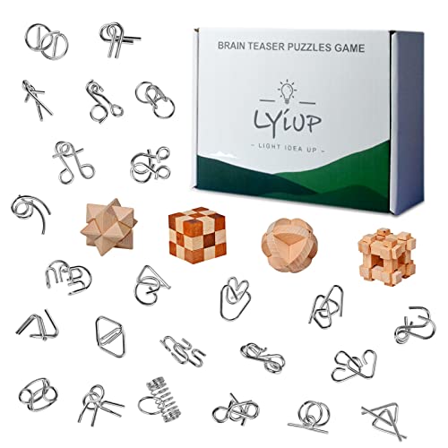 Brain Teaser Puzzles – 28 Pc Mind & IQ Puzzles, Holz & Metall, 3D, Unlock Interlock, für Teenager Brain Teaser Puzzles – 28 Pc Mind & IQ Puzzles, Holz & Metall, 3D, Unlock Interlock, für Teenager von LYiUP