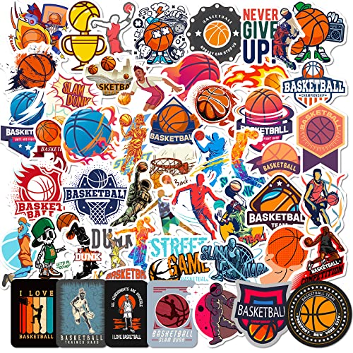 Basketball Aufkleber Basketball Sticker Set 50 Stücke Niedlich Deko für Auto Laptop Skateboard Fahrrad Moped Motorrad Fahrrad Computer,Geeignet für Erwachsene Kinder von LYunMu