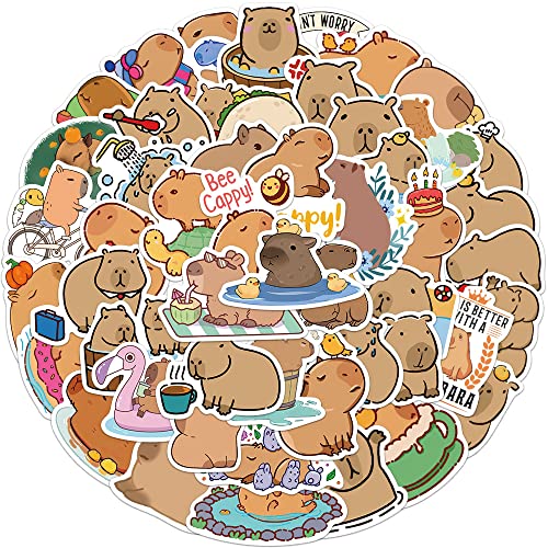Capybara Aufkleber Capybara Sticker Set 50 Stücke Niedlich Deko für Auto Laptop Skateboard Fahrrad Moped Motorrad Fahrrad Computer,Geeignet für Erwachsene Kinder von LYunMu