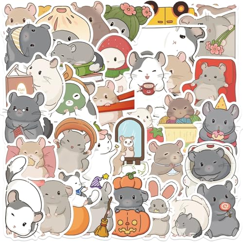 Chinchilla Aufkleber Eichhörnchen Sticker Set 50 Stücke Niedlich Deko für Auto Laptop Skateboard Fahrrad Moped Motorrad Fahrrad Computer,Geeignet für Erwachsene Kinder von LYunMu
