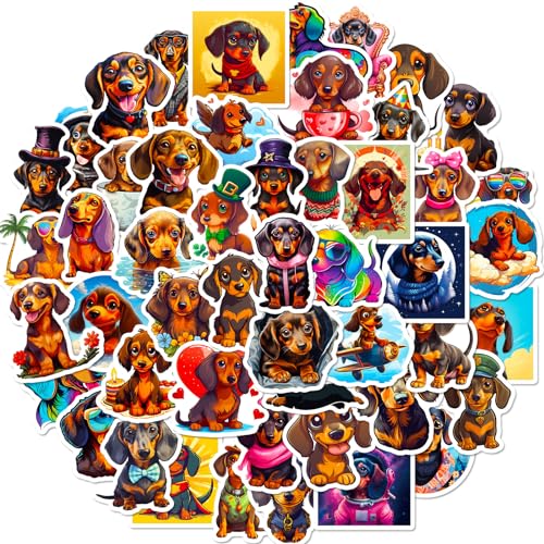 Dachshund Aufkleber Hund Sticker Set 50 Stücke Niedlich Deko für Auto Laptop Skateboard Fahrrad Moped Motorrad Fahrrad Computer,Geeignet für Erwachsene Kinder Dachshund Aufkleber Hund Sticker Set 50 Stücke Niedlich Deko für Auto Laptop Skateboard Fahrrad Moped Motorrad Fahrrad Computer,Geeignet für Erwachsene Kinder von LYunMu