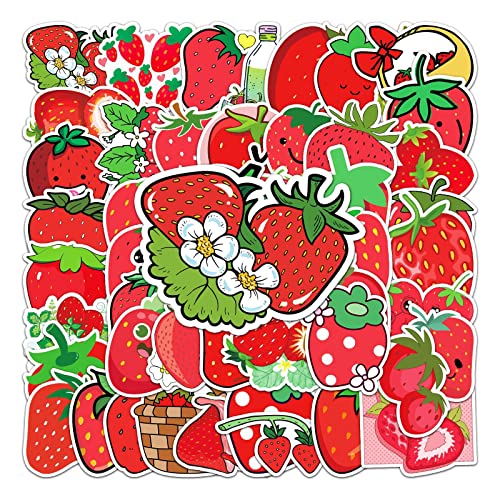Erdbeere Aufkleber Pack,Strawberry Sticker Set 50 Stücke Girl Sticker PVC Aufkleber für Laptop MacBook Koffer Helm Motorrad Sticker Bomb von LYunMu