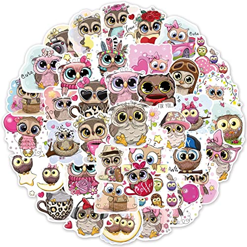 Eule Aufkleber Owl Sticker Set 50 Stücke Niedlich Deko für Auto Laptop Skateboard Fahrrad Moped Motorrad Fahrrad Computer,Geeignet für Erwachsene Kinder von LYunMu