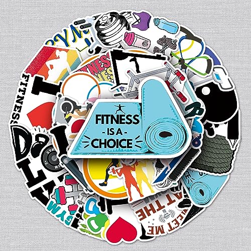 Fitness Aufkleber Übung Sticker Set 50 Stücke Niedlich Deko für Auto Laptop Skateboard Fahrrad Moped Motorrad Fahrrad Computer,Geeignet für Erwachsene Kinder von LYunMu
