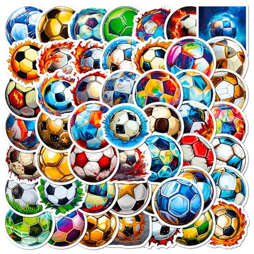 Fußball Aufkleber Soccer Football Sticker Set 50 Stücke Niedlich Deko für Auto Laptop Skateboard Fahrrad Moped Motorrad Fahrrad Computer,Geeignet für Erwachsene Kinder von LYunMu