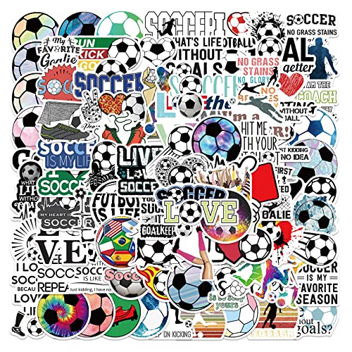 Fußball Sticker Set 100 Stück Sport Fußball Aufkleber für Auto Motorrad Laptop Autoaufkleber Skateboard Gepäck Stickers wasserdichte Football Soccer Sticker Pack von LYunMu