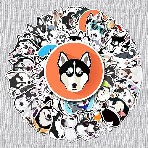 Husky Tiere Aufkleber Husky Sticker Set 50 Stücke Niedlich Deko für Auto Laptop Skateboard Fahrrad Moped Motorrad Fahrrad Computer,Geeignet für Erwachsene Kinder von LYunMu