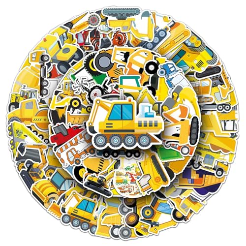 Ingenieurwagen Aufkleber Engineering Vehicle Sticker Set 100 Stücke Niedlich Deko für Auto Laptop Skateboard Fahrrad Moped Motorrad Fahrrad Computer,Geeignet für Erwachsene Kinder von LYunMu