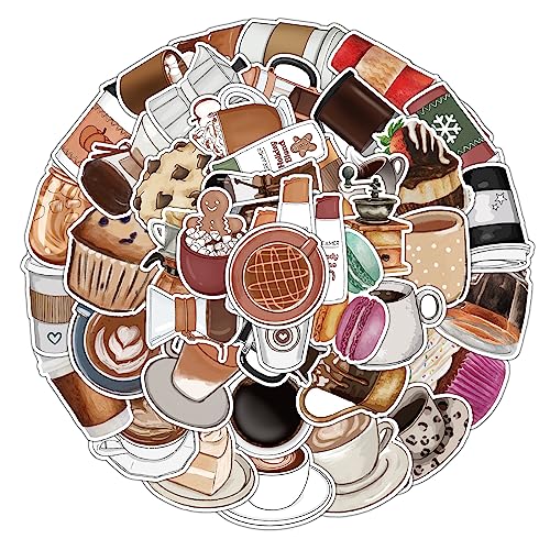 Kaffee Aufkleber Coffee Sticker Set 50 Stücke Niedlich Deko für Auto Laptop Skateboard Fahrrad Moped Motorrad Fahrrad Computer,Geeignet für Erwachsene Kinder von LYunMu