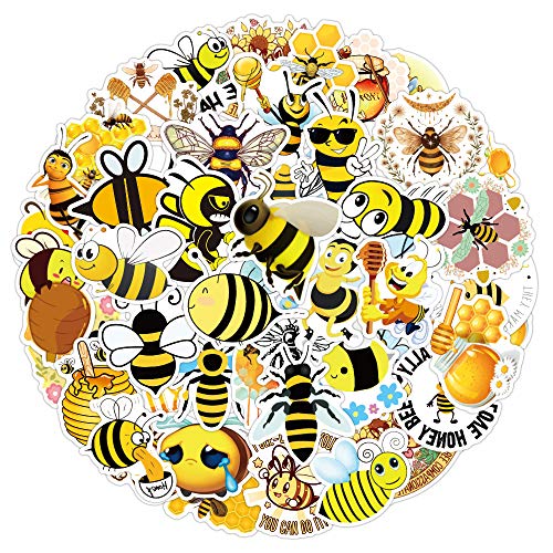 Kleine Biene Aufkleber Bee Sticker Set 50 Stücke Niedlich Deko für Auto Laptop Skateboard Fahrrad Moped Motorrad Fahrrad Computer,Geeignet für Erwachsene Kinder von LYunMu