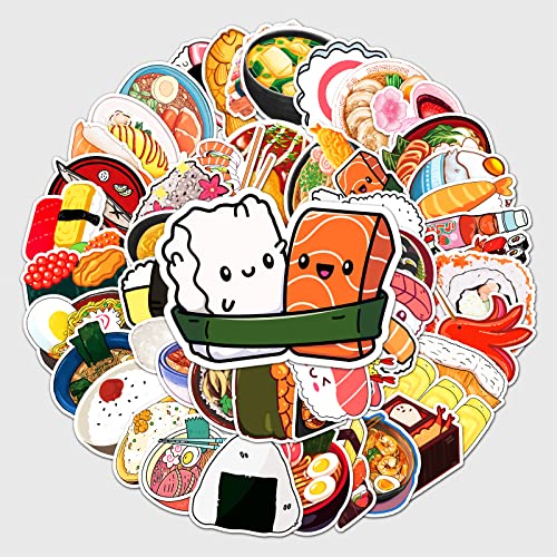 Sushi Aufkleber 50 Stück Scrapbooking Set Japenisches Essen Aesthetic Decals für Auto Motorräder Fahrrad Skateboard Snowboard Gitarre Wasserflaschen Gepäck Reisekoffer Laptop MacBook von LYunMu