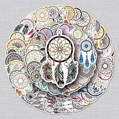 Traumnetz Aufkleber Dreamcatcher Sticker Set 50 Stücke Niedlich Deko für Auto Laptop Skateboard Fahrrad Moped Motorrad Fahrrad Computer,Geeignet für Erwachsene Kinder von LYunMu
