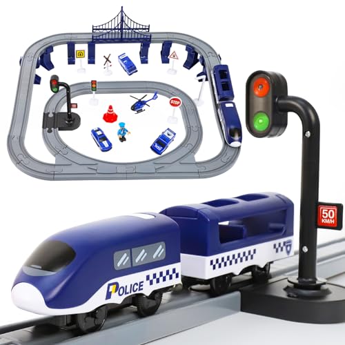LZDMY Eisenbahn Kinder Elektrisch Autorennbahn Set Spielzeug, 67 PCS Kinderspielzeug Zug Kompatibel mit Brio-Schienen Weihnacht Ostern Geburtstag Neues Jahr Geschenk für 3 4 5 Jahre Jungen Mädchen von LZDMY