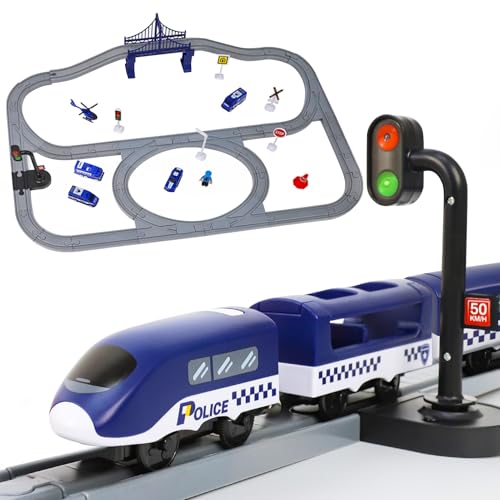 LZDMY Eisenbahn Kinder Elektrisch Autorennbahn Set Spielzeug, 73 PCS Kinderspielzeug Zug Kompatibel mit Brio-Schienen Weihnacht Ostern Geburtstag Neues Jahr Geschenk für 3 4 5 Jahre Jungen Mädchen von LZDMY