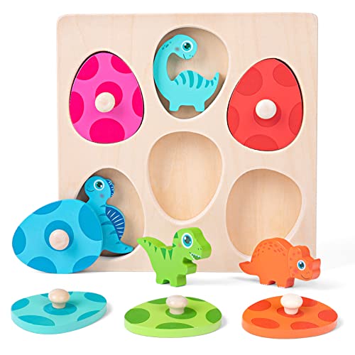 Holzpuzzle ab 1 Jahr | Baby Montessori Holzspielzeug Dino Eier für 12-36 Monate Mädchen und Jungen | Kinder Greifpuzzle Motorikspielzeug Sortierspiel Geburztag Weihnacht Ostern Geschenk (Dino & Eier) Holzpuzzle ab 1 Jahr | Baby Montessori Holzspielzeug Dino Eier für 12-36 Monate Mädchen und Jungen | Kinder Greifpuzzle Motorikspielzeug Sortierspiel Geburztag Weihnacht Ostern Geschenk (Dino & Eier) von LZDMY
