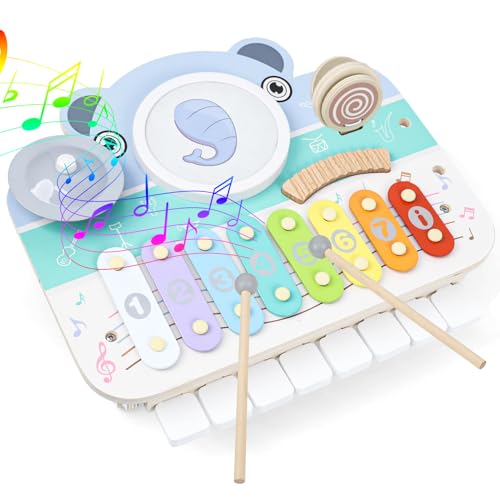 LZDMY Keyboard Kinder, 6-in-1 Schlagzeug Musikinstrumente für Kinder ab 1 2 3 Jahr mit Piano Xylophon Trommel,Baby Klavier Musikspielzeug für Geburtstag Ostern Weihnacht Geschenk Mädchen Junge von LZDMY