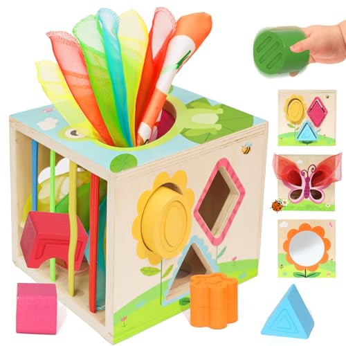 LZDMY Montessori Tücherbox Baby Spielzeug ab 6 Monate,6 in 1 Spielwürfel mit bunter Seidentücher, Motorikwürfel aus Holz Sensorik Babyspielzeug 6-12 Monate Geburtstag Ostern Geschenk für Junge Mädchen LZDMY Montessori Tücherbox Baby Spielzeug ab 6 Monate,6 in 1 Spielwürfel mit bunter Seidentücher, Motorikwürfel aus Holz Sensorik Babyspielzeug 6-12 Monate Geburtstag Ostern Geschenk für Junge Mädchen von LZDMY