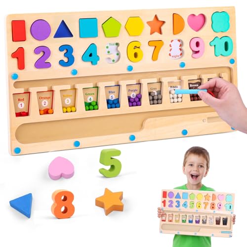 LZDMY Magnetspiel ab 2 Jahre, 3in1 Montessori Spielzeug 3 4 5 6 Jahr, Baby Labyrinth Farb Sortierspiel Motorikspielzeug Vorschul Holzspielzeug Kinder Weihnacht Geschenk Mädchen Jungen LZDMY Magnetspiel ab 2 Jahre, 3in1 Montessori Spielzeug 3 4 5 6 Jahr, Baby Labyrinth Farb Sortierspiel Motorikspielzeug Vorschul Holzspielzeug Kinder Weihnacht Geschenk Mädchen Jungen von LZDMY