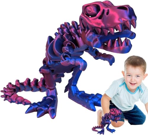 3D-gedrucktes Drachen-Tyrannosaurus-Skelett, 3D-Druck bewegliche Figur, Flexible Gelenke, Dinosaurier-Zappelspielzeug, für Erwachsene, Stressabbau, Autismus, ADHS, (D) von LZGYPXC
