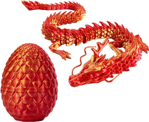 Dragon Egg, Drache Spielzeug,Dragons Spielzeug,Drachenei,Gelenkiges Drachen-Zappelspielzeug, ArtikulierteMit Ei, Drachenornament Mit Beweglichen GelenkenFürKinder (Laserrot) von LZGYPXC