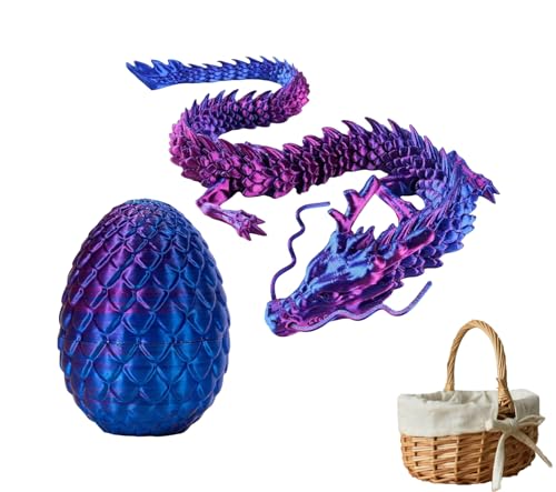 Dragon Egg, Drache Spielzeug,Dragons Spielzeug,Drachenei,Gelenkiges Drachen-Zappelspielzeug, ArtikulierteMit Ei, Drachenornament Mit Beweglichen GelenkenFürKinder (Lila+Blumenkorb) von LZGYPXC