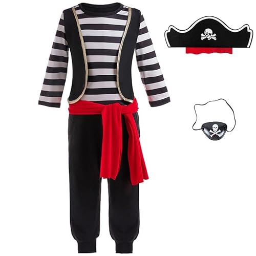 LZH Piraten Kostüm Kinder Piraten Rollenspiel Dress Up für Jungen Halloween Karneval Outfit Piraten Captain Cosplay Anzug mit Piraten Hut LZH Piraten Kostüm Kinder Piraten Rollenspiel Dress Up für Jungen Halloween Karneval Outfit Piraten Captain Cosplay Anzug mit Piraten Hut von LZH