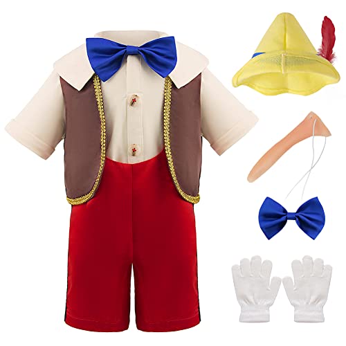 LZH Puppet Kostüm für Jungen Cosplay Märchen Charakter Puppet Kostüme Lange Nase Junge Kleid Halloween Kostüm von LZH