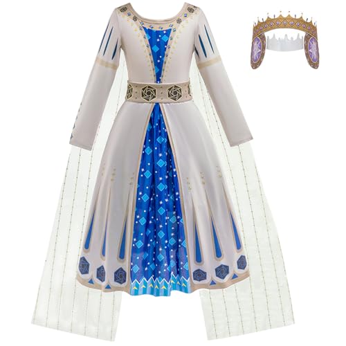 LZH Wish Asha Kostüm Königin Amaya Kleid Wunsch Kind Anziehen Asha Cosplay Weihnachten Karneval mit Gürtel Krone von LZH