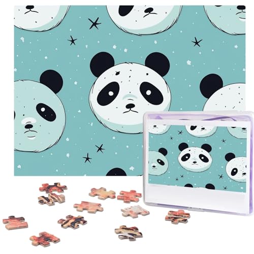 Puzzle, 500 Teile, Cartoon-Pandabär-Puzzles, personalisiertes Bildpuzzle für Erwachsene, Fotopuzzles, Holzpuzzles, Geschenk, klassisches Puzzle für Familie, Hochzeit, Geburtstag, Valentinstag von LZQPOEAS