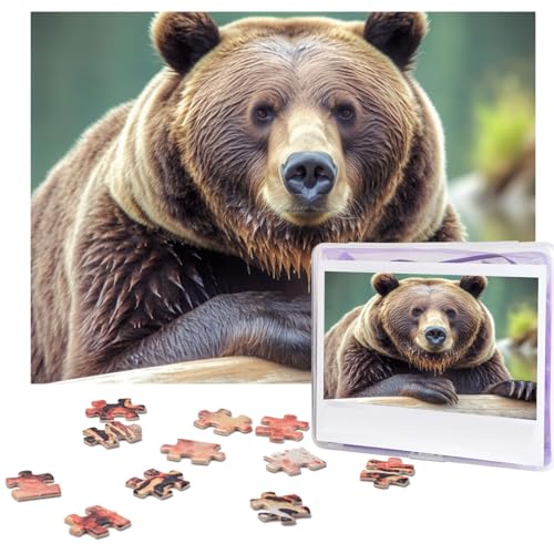 Puzzle, 500 Teile, Grizzlybär-Puzzles, personalisiertes Bilderpuzzle für Erwachsene, Fotopuzzles, Holzpuzzles, Geschenk, klassisches Puzzle für Familie, Hochzeit, Geburtstag, Valentinstag von LZQPOEAS