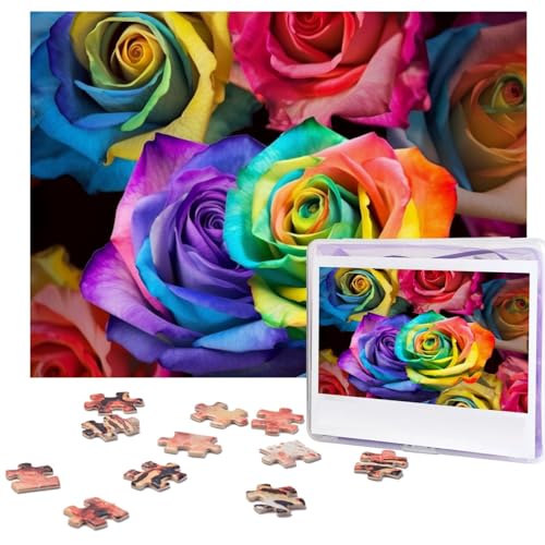 Puzzle, 500 Teile, bunte Rosen, personalisiertes Bilderpuzzle für Erwachsene, Fotopuzzles, Holzpuzzles, Geschenk, klassisches Puzzle für Familie, Hochzeit, Geburtstag, Valentinstag von LZQPOEAS