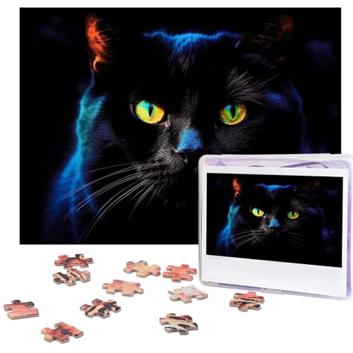 Puzzle, 500 Teile, schwarze Katze, bunte Puzzles, personalisiertes Bild, Puzzle für Erwachsene, Fotopuzzles, Holzpuzzles, Geschenk, klassisches Puzzle für Familie, Hochzeit, Geburtstag, Valentinstag Puzzle, 500 Teile, schwarze Katze, bunte Puzzles, personalisiertes Bild, Puzzle für Erwachsene, Fotopuzzles, Holzpuzzles, Geschenk, klassisches Puzzle für Familie, Hochzeit, Geburtstag, Valentinstag von LZQPOEAS