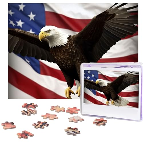 Puzzle 500 Teile Amerikanische Flagge Fliegenadler Puzzles Personalisiertes Bilderpuzzle für Erwachsene Fotopuzzles Holzpuzzles Geschenk Klassisches Puzzle für Familie Hochzeit Geburtstag Valentinstag von LZQPOEAS