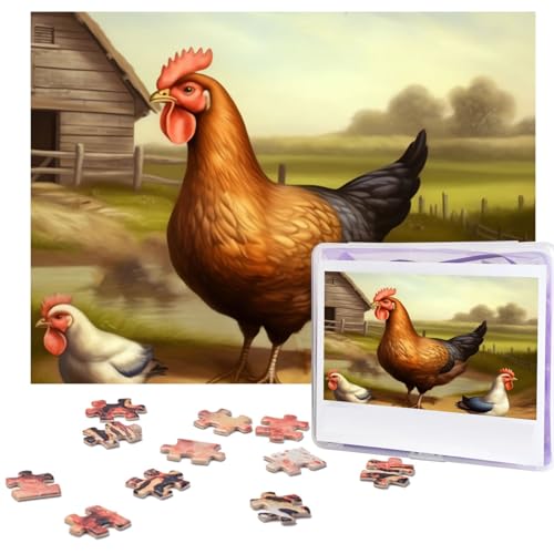 Puzzle 500 Teile Bauernhof Geflügel Puzzles Personalisiertes Bilderpuzzle für Erwachsene Fotopuzzles Holzpuzzles Geschenk Klassisches Puzzle für Familie Hochzeit Geburtstag Valentinstag von LZQPOEAS