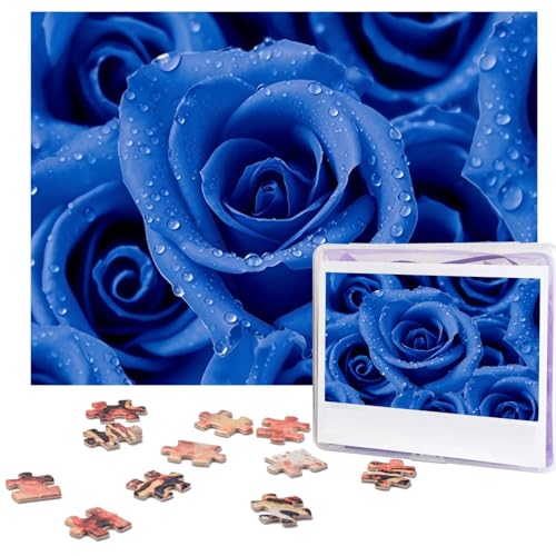 Puzzle 500 Teile Blaue Rose Puzzles Personalisiertes Bilderpuzzle für Erwachsene Fotopuzzles Holzpuzzles Geschenk Klassisches Puzzle für Familie Hochzeit Geburtstag Valentinstag von LZQPOEAS